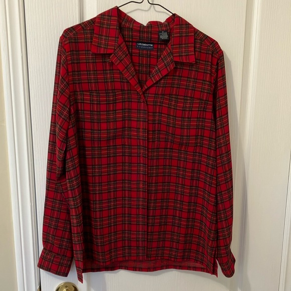 Vintage Liz Claiborne Plaid Blouse - Picture 1 of 4